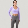 Anna-Kaci Active Women's Long Sleeve V-Neck Cropped Active Top with Thumbhole Cuffs and Stretch Fit for Workouts - 2 of 4