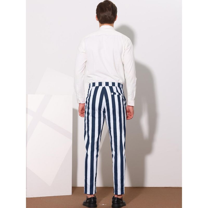Lars Amadeus Men's Casual Striped Slim Fit Color Block Business Pants, 5 of 7