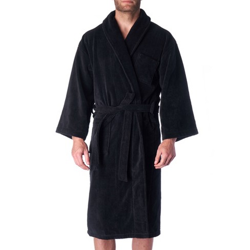 Men Warm Fleece Robe Microfiber Bathrobe Shawl Collar Long Spa Robe  Sleepwear