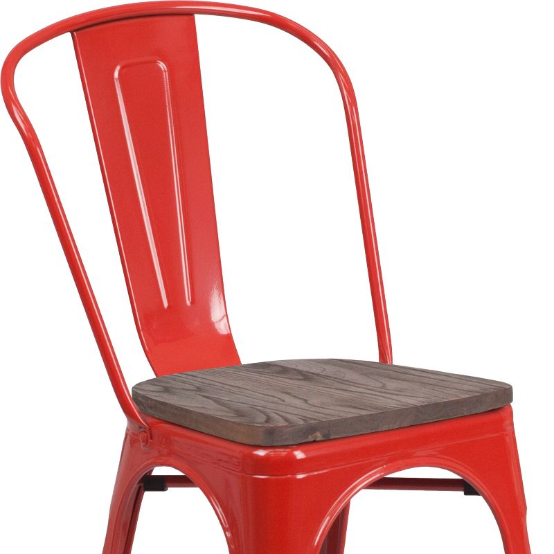 Flash Furniture Metal Stackable Chair with Wood Seat, 5 of 11