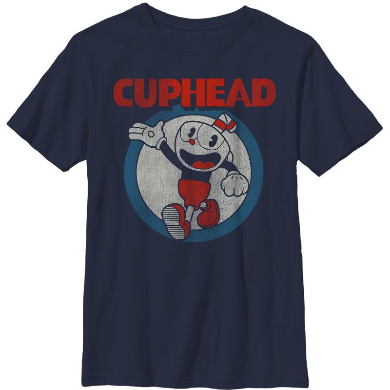 Boy's Cuphead Vintage Circle T-Shirt, 1 of 4