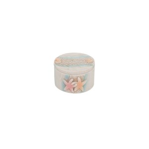 Beachcombers Gigi Beach Round Box Resin Decorative Gift Box For Jewelry Storage Case Ocean Coastal Nautical Beach 2.55 x 2.55 x 1.55 - 1 of 2