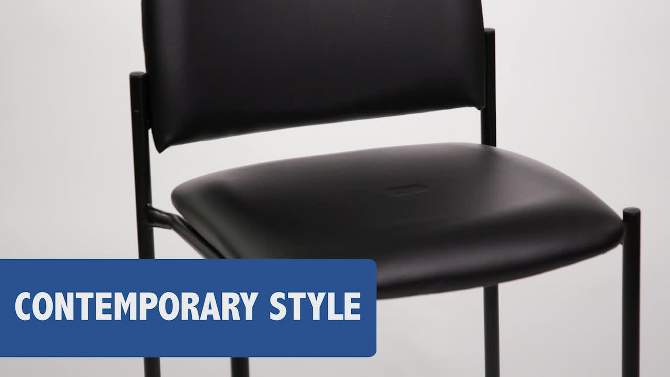 Flash Furniture Comfort Black Vinyl Stackable Steel Side Reception Chair, 2 of 13, play video