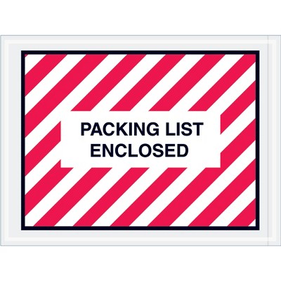 Box Partners "Packing List Enclosed" Envelopes 4 1/2" x 6" Red/White 1000/Case PL409