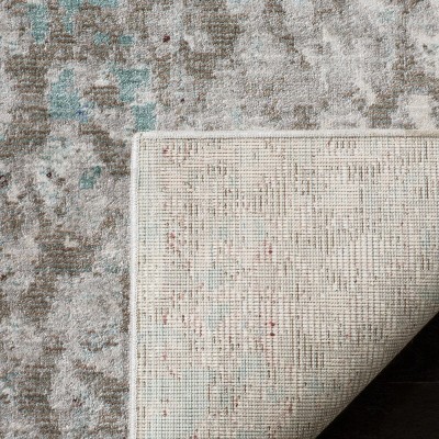 Mystique Gray and Light Blue Abstract Synthetic Area Rug