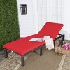 Tangkula Outdoor Rattan Chaise Lounge Chair Adjustable Backrest Recliner with Red Cushions - 4 of 4