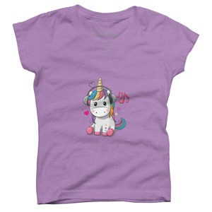 Girl's Design By Humans Happy unicorn By Kefren T-Shirt - 1 of 3