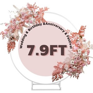 GARPROVM 7.9FT White Round Wedding Arch Stand Arbor for Outdoor Events - 1 of 4