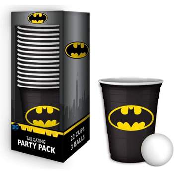 Silver BuffaloDC Comics Batman Logo 18oz Disposable Plastic Cups | 22 Pack w/ Pong Balls