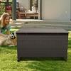 185-Gallon Waterproof Rattan Deck Box with Wheels – Outdoor Storage Chest for Patio, Pool & Garden, Rust-Proof & UV-Resistant,Brown - 3 of 4