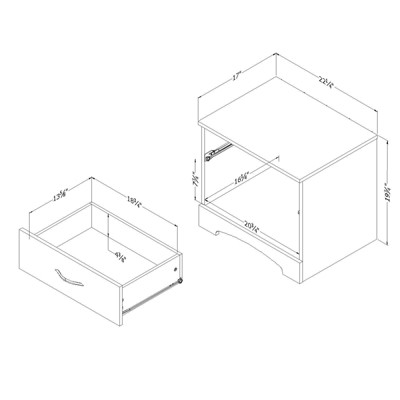 Pure White 1-Drawer Nightstand with Open Shelf