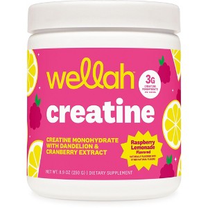 Wellah Creatine for Women (50 Servings) Raspberry Lemonade - 3g of Creatine Monohydrate Powder with Dandelion & Cranberry Extract - 1 of 4