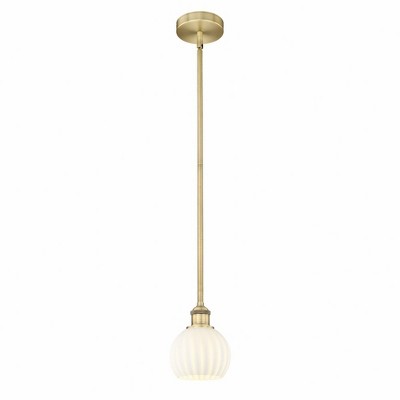 White Venetian - 1 Light Stem Hung Mini Pendant In Modern Style-7.5 Inches Tall and 6 Inches Wide