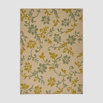 FONTOI Woven Area Rugs, Indoor and Outdoor Geometric Rugs with Floral Pattern, Floor Mat Carpet for Home Backyard Patio, Yellow, 84"*0.16"*63"