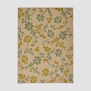 FONTOI Woven Area Rugs, Indoor and Outdoor Geometric Rugs with Floral Pattern, Floor Mat Carpet for Home Backyard Patio, Yellow, 84"*0.16"*63" - 1 of 4