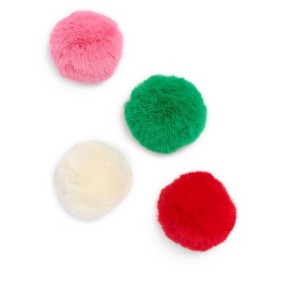 Shiraleah Assorted Set Of 4 Faux Fur Pom Christmas Ornaments - 1 of 2