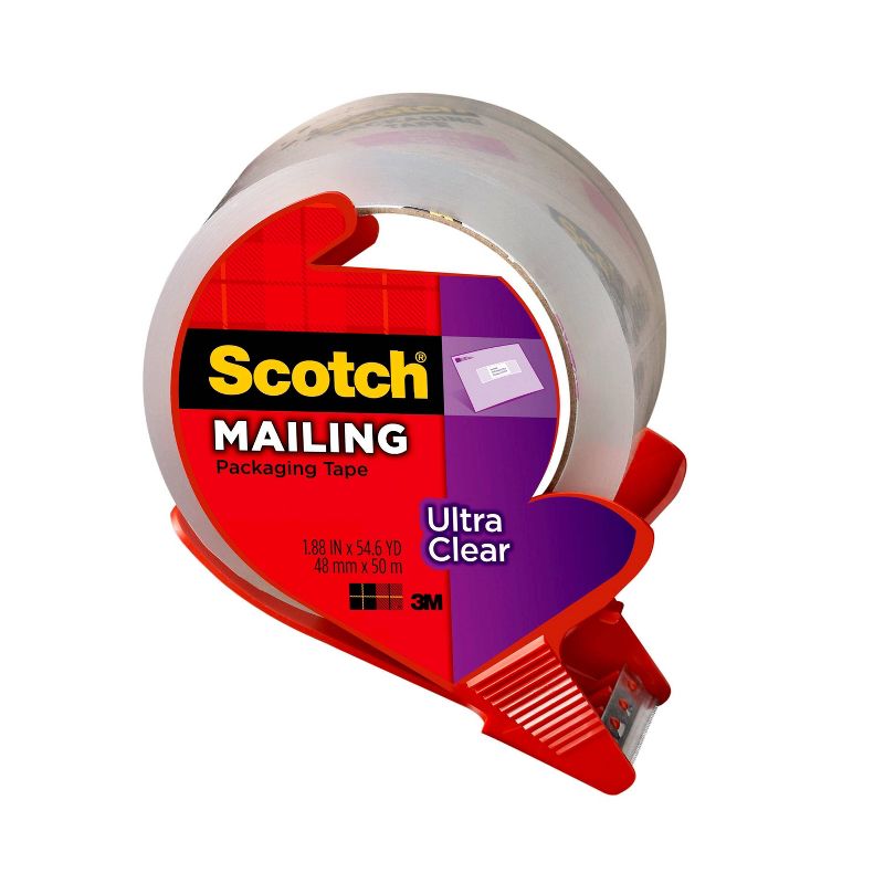 Scotch Ultra Clear Mailing Packaging Tape with Dispenser 1.88&#34; x 54yd, 3 of 13