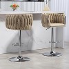 VYNXARIA Set of 2 360 Fabric Swivel Bar Stools , Adjustable  Height Bar Chairs with Woven Back, Bar Stools for Kitchen Island, Cafe, Pub,YELLOW - 2 of 4