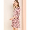 INSPIRE CHIC Women's Floral Printed Bow Tie 3/4 Sleeve Above Knee Elegant V Neck Dress - 3 of 4