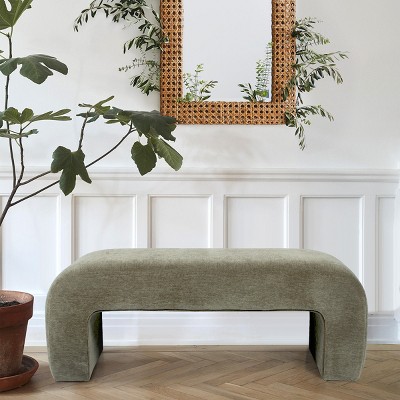 Lily 47" Upholstered Scroll Velvet Waterfall Bench/Chenille Entryway Bench for Bedroom-Maison Boucle