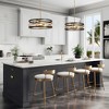 LNC Cartlann 3-Light 22" Modern Drum Medium Chandelier, Matte Black and Gold - 4 of 4