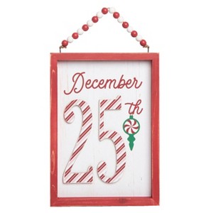 Transpac Wood 12.25 in. Multicolored Christmas Candy Cane Stripe Wall Decor - 1 of 2