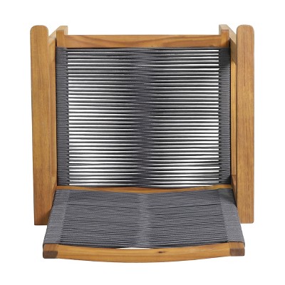 Gray Metal Outdoor Dining Chairs with Slatted Design, Set of 2