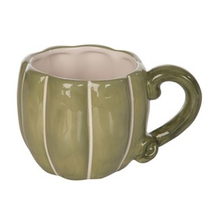 Transpac 12.8oz Ceramic Pumpkin Mug Fall Harvest Drinkware Green Indoor Tabletop Gift Dishwasher Microwave Safe - 1 of 1
