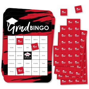 Big Dot of Happiness Red Grad - Best is Yet to Come - Bingo Cards and Markers - Red Graduation Party Shaped Bingo Game - Set of 18 - 1 of 4