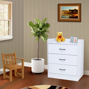 Kings Brand Furniture Jericho White 3 Drawer Chest - 1 of 4