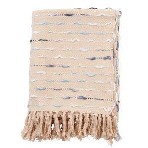 Saro Lifestyle Stitched Striped Throw With Tasseled Edges - 1 of 4