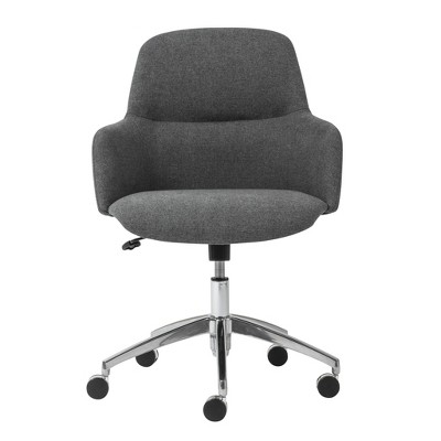 HomeRoots Dark Gray and Silver Aluminum and Fabric Adjustable Swivel Rolling Conference Office Chair