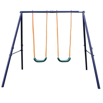Heavy-Duty A-Frame Metal Swing Set for Kids and Toddlers - Sturdy, Stable, and Easy to Assemble, Outdoor Backyard Playground Swing Set for Kids Blue
