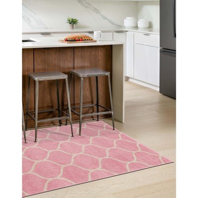 Easy-Care Pink Trellis Synthetic Area Rug 4' x 6'