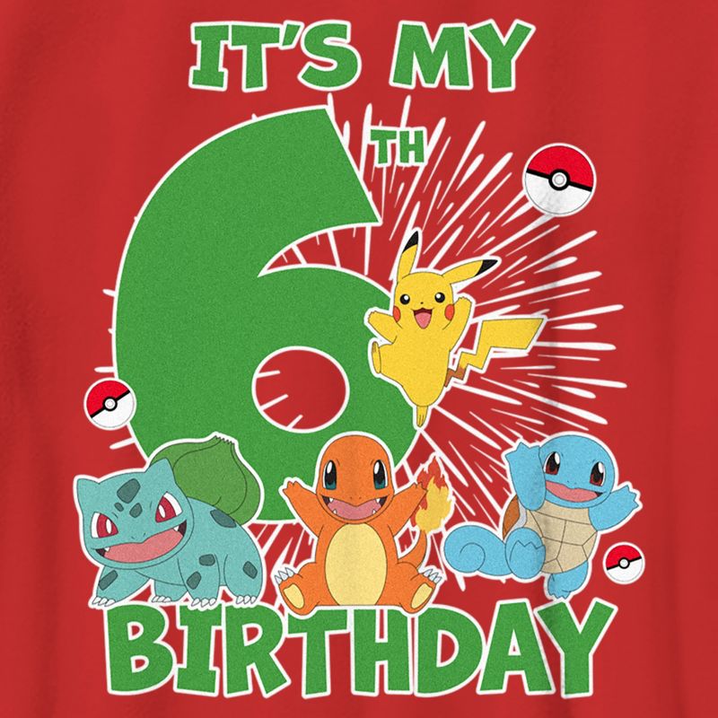 Boy's Pokemon It's My 6th Birthday Starters T-Shirt, 2 of 5