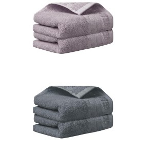 Unique Bargains Plaid Pattern Highly Absorbent Towel for Bathroom Camping Gym 4 Pcs - 1 of 4