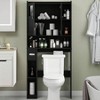 Over Toilet Storage Cabinet, Bathroom Shelf with Glass Doors and Adjustable Shelves, Black Freestanding Space Save Toilet Rack - 3 of 4