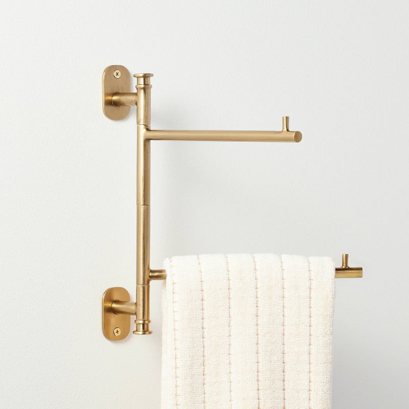 Wall-Mounted Brass Swivel Hand Towel Rack Antique Finish - Hearth &#38; Hand&#8482; with Magnolia, 4 of 6