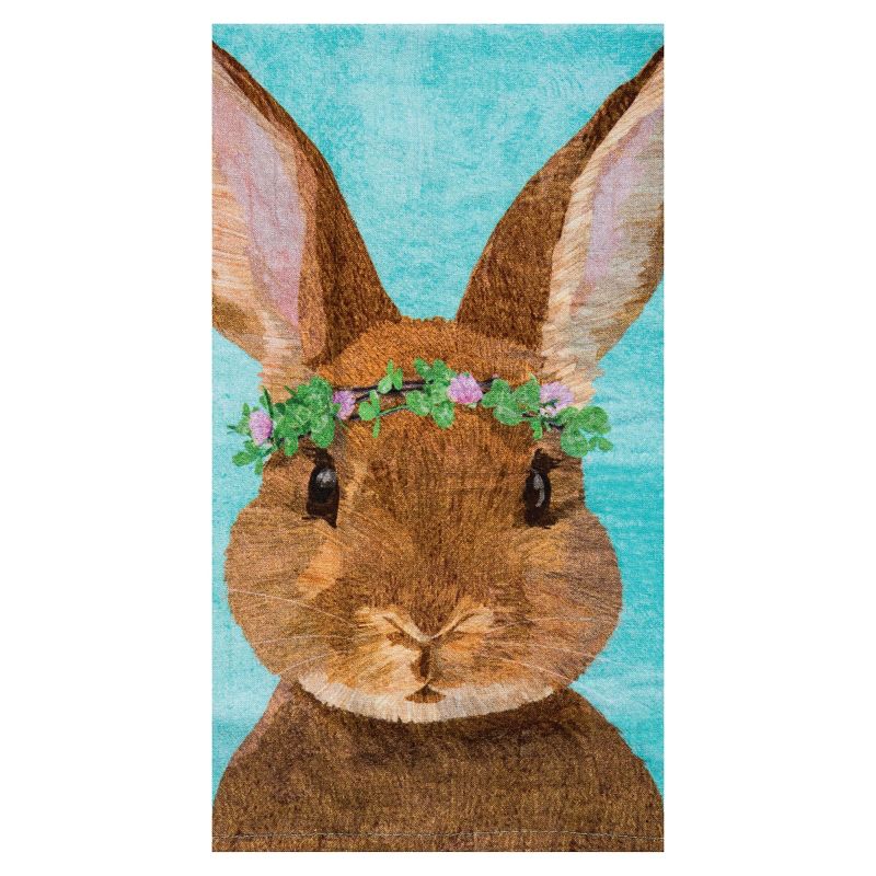C&F Home Clover Easter Bunny Printed Flour Sack Kitchen Towel, 1 of 6