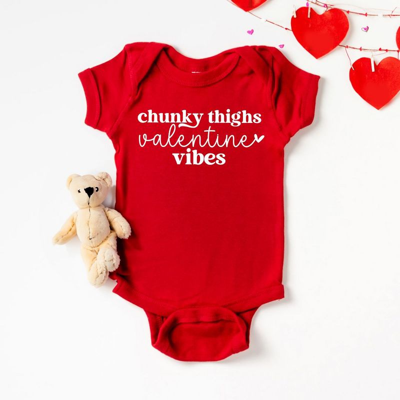 The Juniper Shop Chunky Thighs Valentine Vibes Baby Onesie, 2 of 3