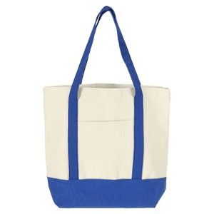 Unique Bargains Zipper Reusable Canvas Tote Bag with an External Pocket - 1 of 4