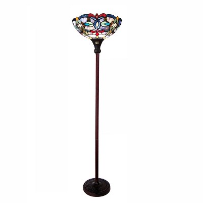 Chloe Lighting CH1T153BV14-TF1 Vivian Tiffany-Style Victorian Stained Glass Torchiere Floor Lamp 69" Height