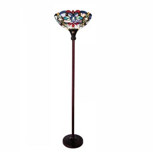 Chloe Lighting CH1T153BV14-TF1 Vivian Tiffany-Style Victorian Stained Glass Torchiere Floor Lamp 69" Height - 1 of 4