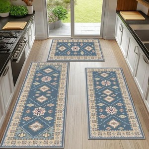 DOMETOUR Kitchen Rugs 3 Piece,Washable Non Slip Runner Rug,Farmhouse Hallway Doormat for Home Decor - 1 of 4