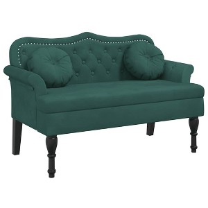 vidaXL Bench with Cushions Dark Green 47.4"x25.6"x29.5" Velvet - 1 of 4