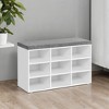 Shoe Bench with Cushion, Storage Bench with Padded Seat, Entryway Bench with 9 Compartments, for Bedroom, 11.9 x 30.9 x 18.9 Inches - 3 of 4