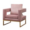 TOAOTBNBO Velvet Modern Accent Chair with Gold Metal Frame, Upholstered Armchair with Cut-out Square Armrests Soft Office Lounge Chair - 2 of 4