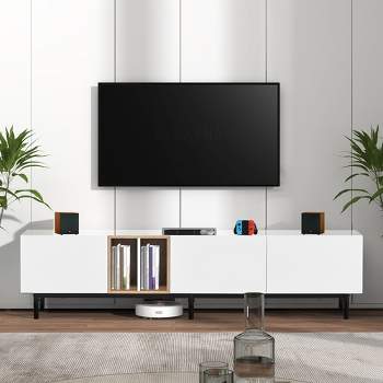 Modern TV Stand for TVs up to 80'', Entertainment Center with Large Storage Cabinet-ModernLuxe