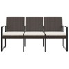 3-Seater Garden Bench Brown PP (Polypropylene) with rattan lookvidaXL - 3 of 4