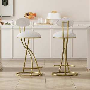 KTMBDW Round Bar Stools Set of 2, Counter Height Bar Stools, Upholstered Counter Stools with Metal Legs for Kitchen Island Dining Room Bar - 1 of 4